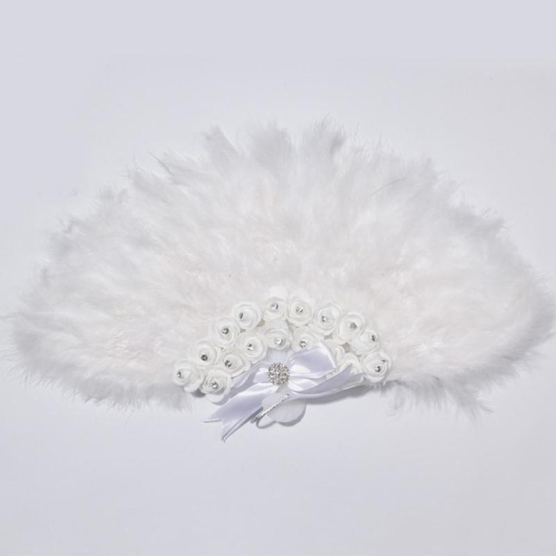 งานแต่งงาน Feather พัดลมสีขาวสุภาพสตรีตุรกี Feather พัดลมมือขายส่ง Handmade สำหรับแฟนเต้นรำเต้นรำ Decor พัดลม...