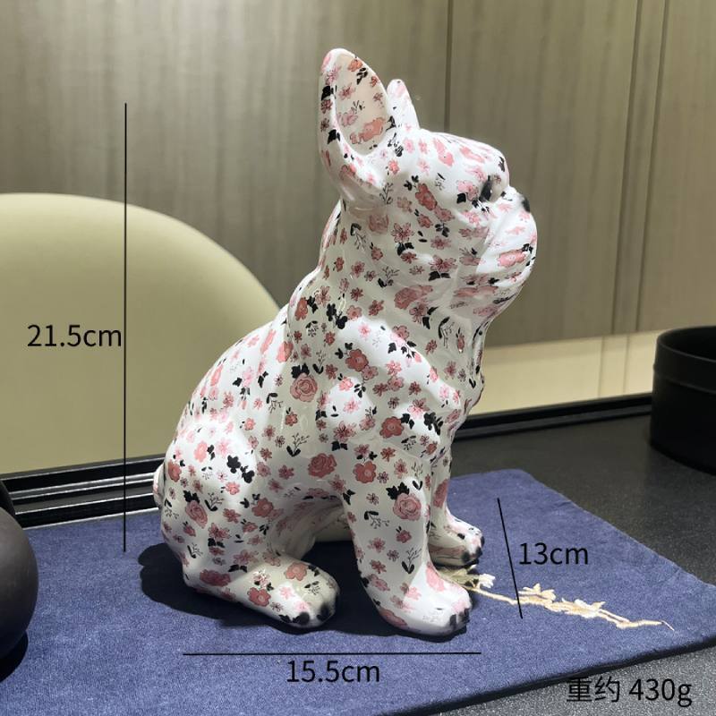 Creativity Living Room Colorful French Bulldog Statue Ornanments Office Decorations Porch Wine Cabinet Resin Crafts Ornaments