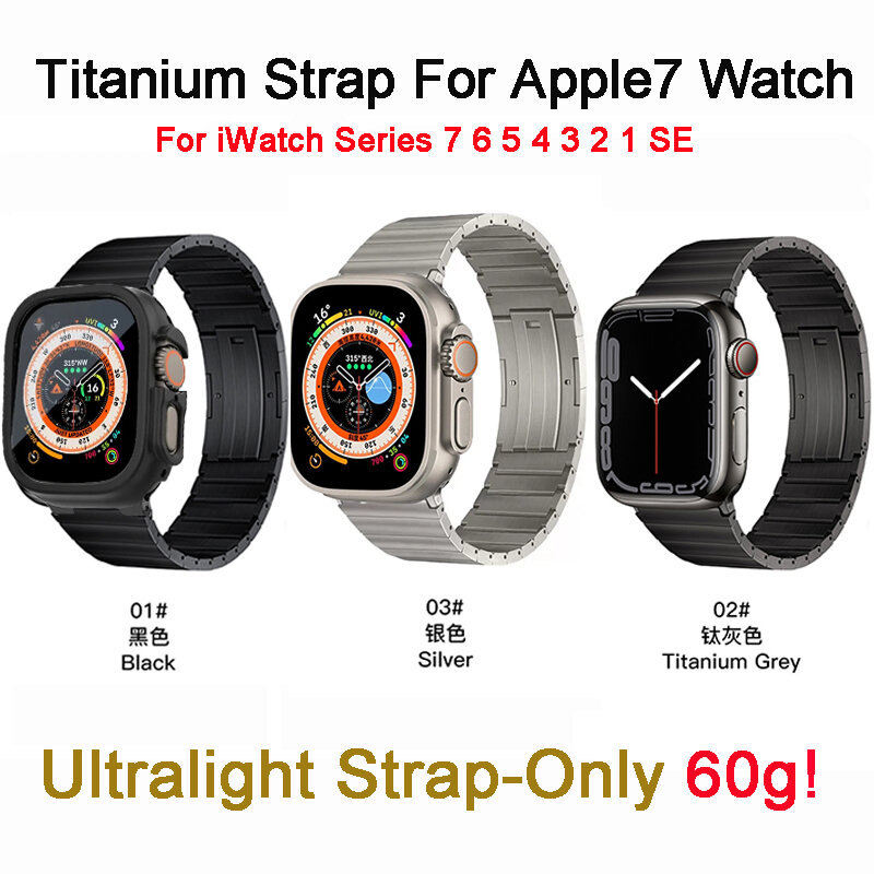 Correa de titanio ultraligera para Apple Watch 7, 44mm, 42mm, 40mm, 38mm, 49mm, correa de reloj de negocios Ttanium para iWatch Series 8 7 6543 Se