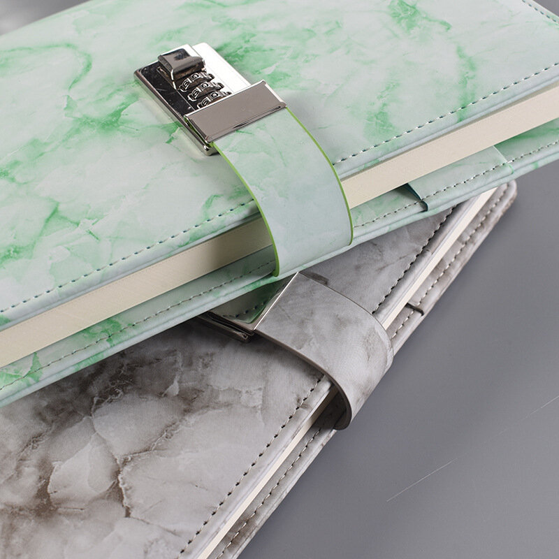 Nova senha notebook textura mármore 100 folhas diário pessoal com código de bloqueio grosso bloco de notas couro material escolar escritório presente