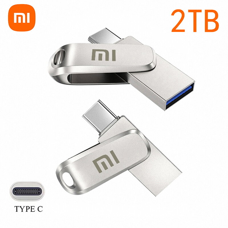 Original Xiaomi 2TB Metal U Disk USB 3.1 Type-C Interface USB Memory Mobile Phone Computer Mutual Transmission Portable Memory