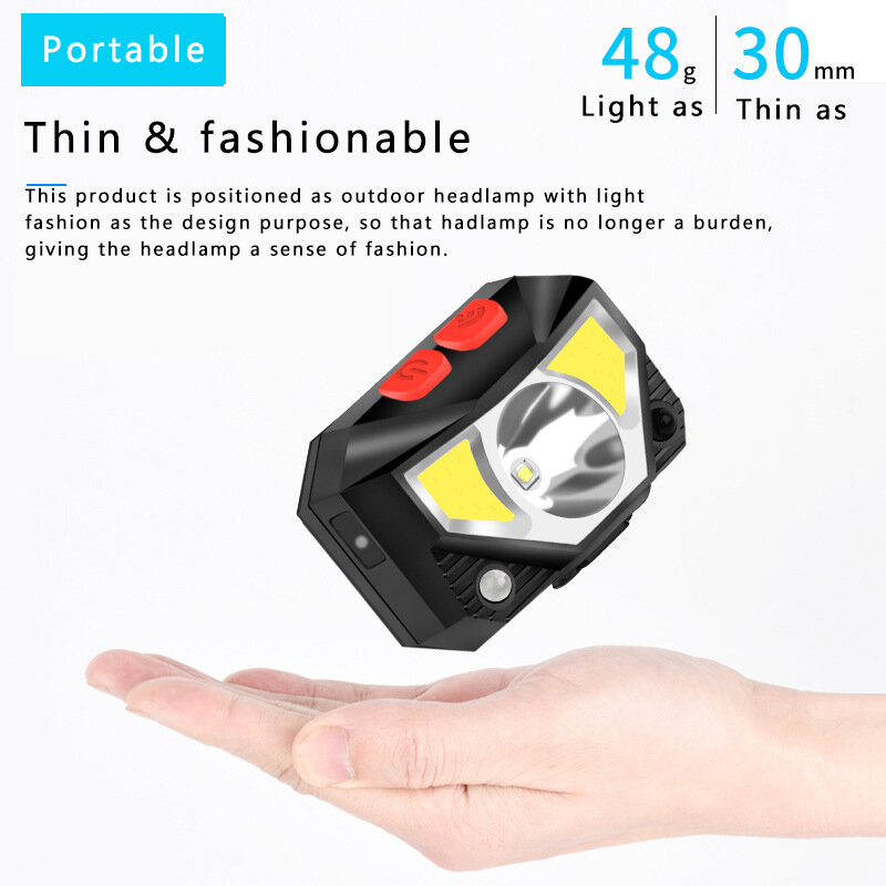 8 Modes Super Bright LED Headlamp Portable Flashlight USB Rechargeable Waterproof Headlight Sensor For Fishing Camping Hiking
