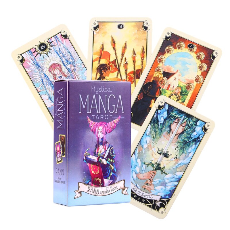 Cartas de Tarot de Manga mística, baraja de Tarot para fiesta, suministros de juego de mesa en inglés, cartas de juego de Tarot de 78 piezas