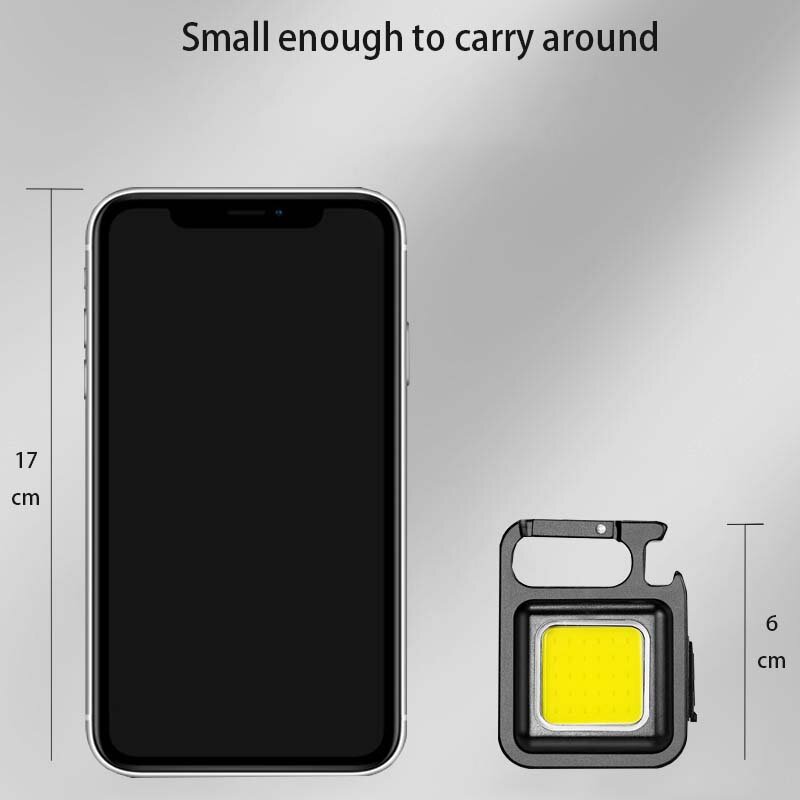 Mini llavero de luz LED multifunción portátil, luz de trabajo de bolsillo recargable por USB con sacacorchos para acampar al aire libre, pesca y escalada