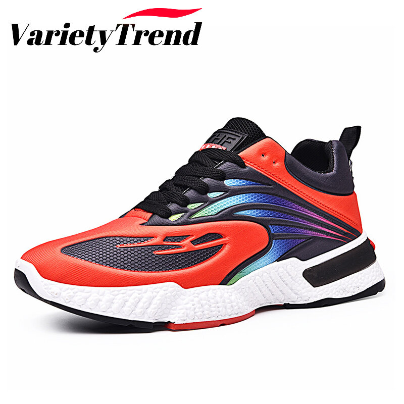 Sapatilhas esportivas masculinas na moda primavera voando tecido respirável tênis de corrida ao ar livre masculino chunky sneaker sapatos casuais