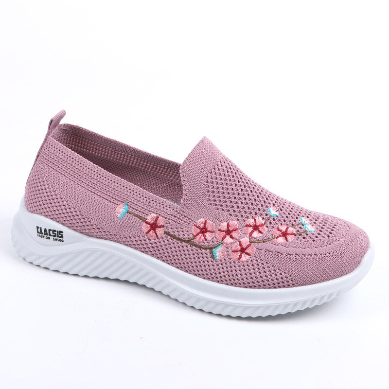 النساء أحذية رياضية شبكة تنفس الأزهار الراحة حذاء للأمهات لينة بلون الموضة الإناث الأحذية خفيفة الوزن Zapatos De Mujer