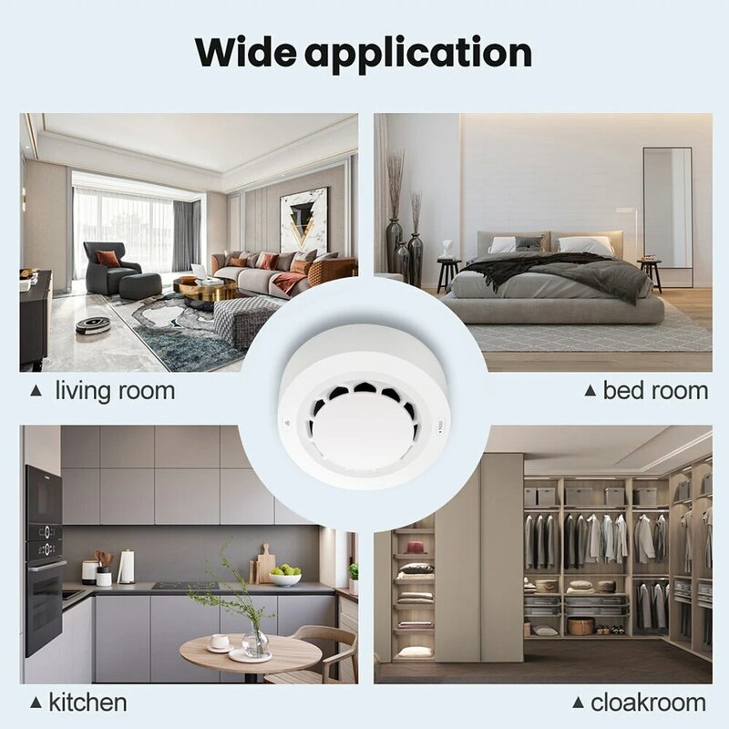ONENUO Tuya WiFi Smoke Detector Photoelectric Sensor Fire Alarm Home Kitchen Security System Work With Smart Life APP