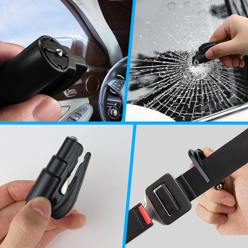 Wholesale custom portable car emergency rescue multifunctional key ring seat belt cutter hammer escape tools
