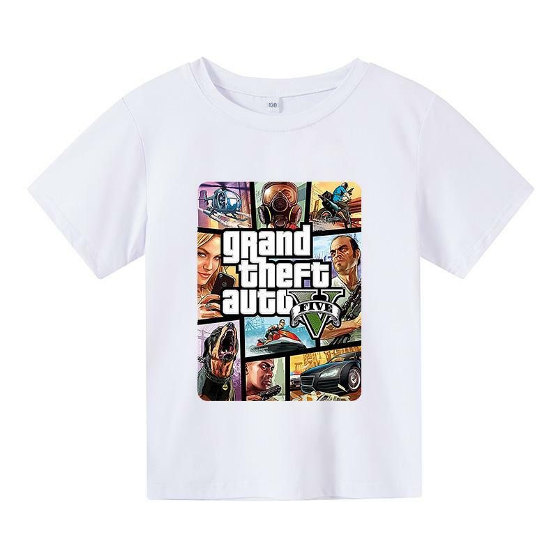 2021 Grand Theft Auto Game GTA 5 kid Summer Cotton Tops Tees T-Shirts For Girls Boys Kids Children Outwear Clothes Toddler 4-16