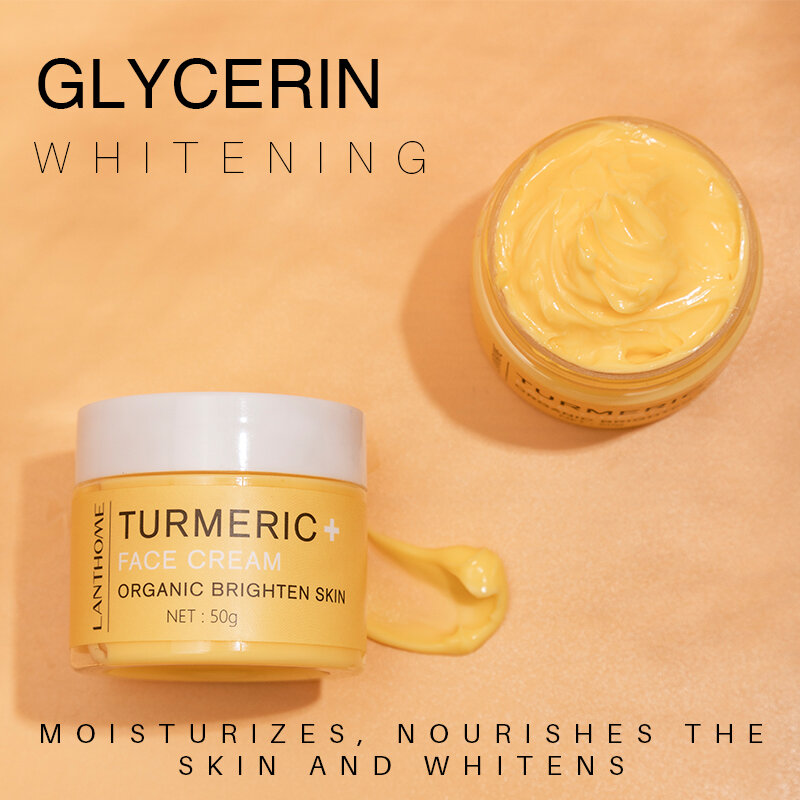 Original Lanthome Turmeric Face Cream Whitening Orgânico Iluminar Soro Da Pele Anti Envelhecimento Reduzir Poros Tratar Acne Hidratante