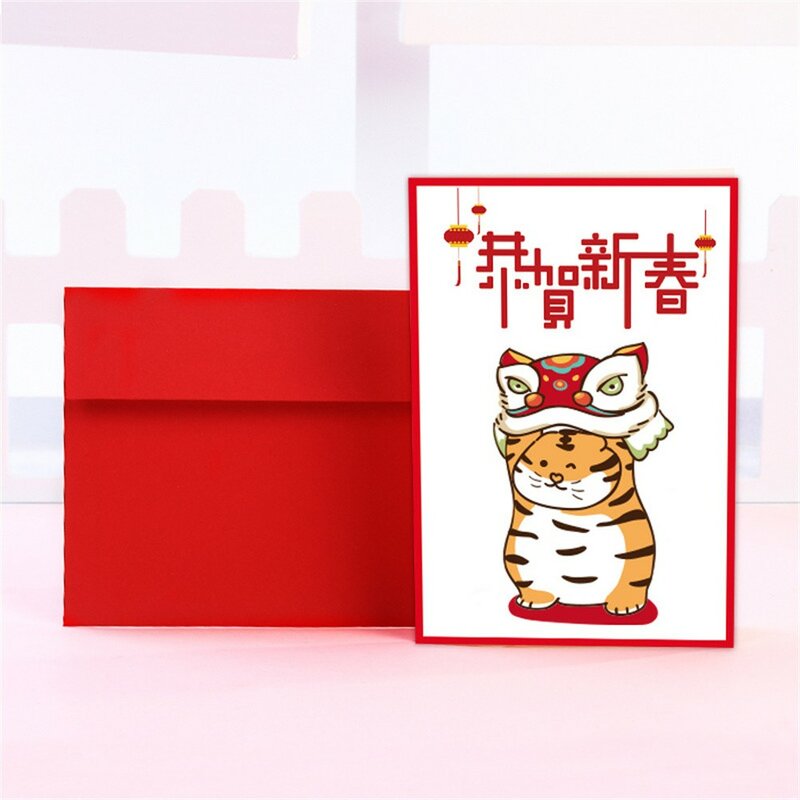 Поздравительная открытка 2022 год Тигра, праздничная подарочная открытка на весенний фестиваль, благословение, открытка на свадьбу, фестивал...