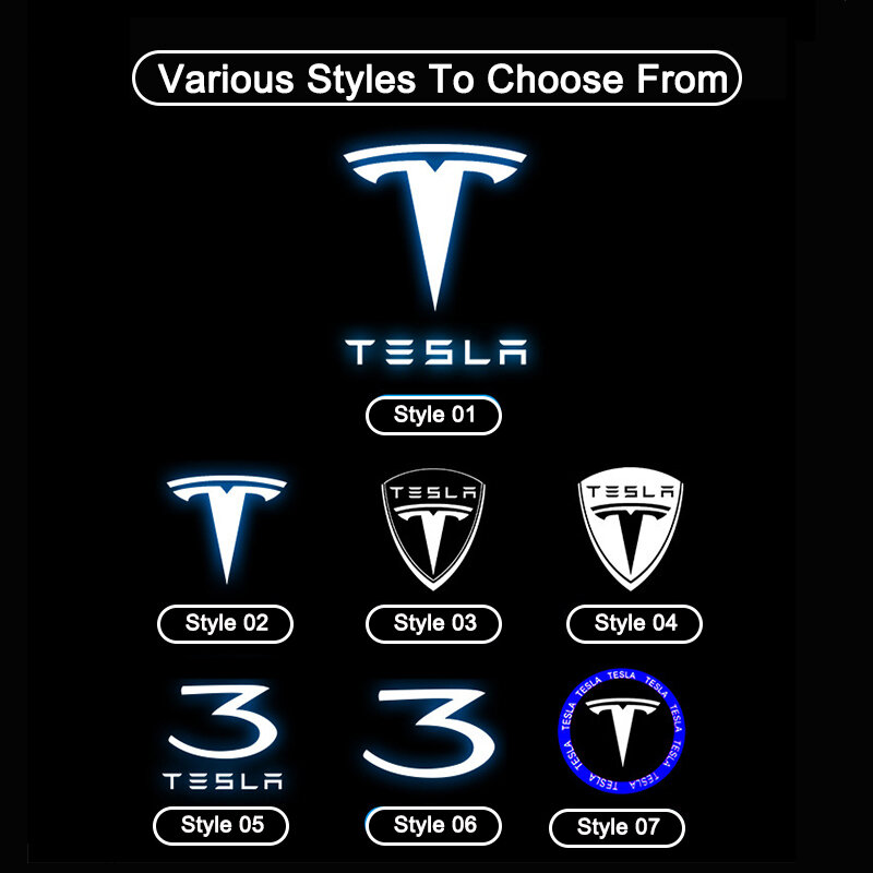 Lumières de porte de Tesla LED pour modèle 3 Y 2017 2018 2018 2019 2020 2021 2022 accessoires de lampe de projecteur avec Logo de voiture