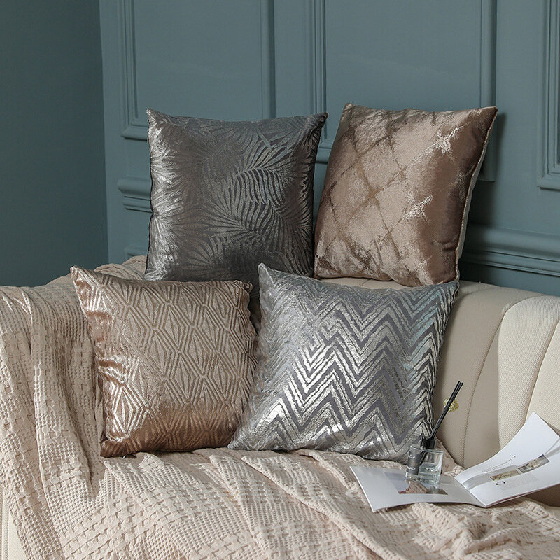Nordic Luxury pozłacana poszewka 45x45cm dekoracyjna jasna geometryczna poszewka na poduszkę do salonu Home poszewka dekoracyjna na poduszkę