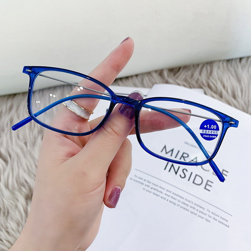 مكافحة الضوء الأزرق نظارات للقراءة إطار كامل نظارات الرجال النساء الإشعاع حماية الشيخوخي قصر النظر مربع البصرية الكمبيوتر
