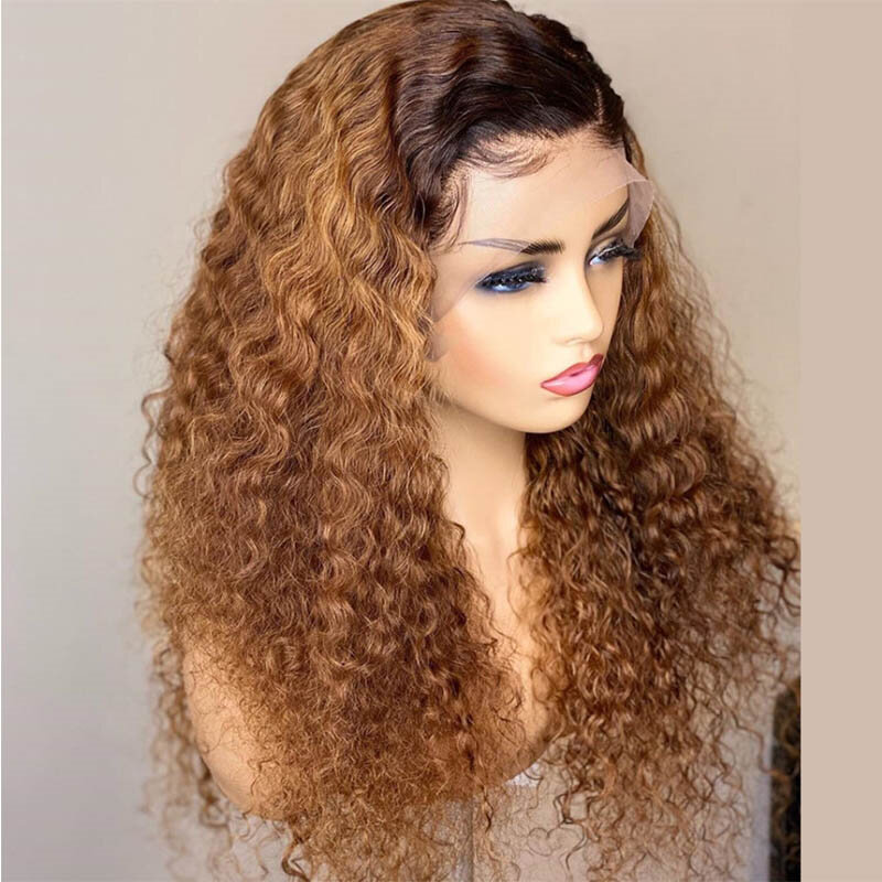 23a macio grau 100% cabelo humano bob destaque loira kinky encaracolado europeu judeu peruca cheia do laço para as mulheres com o cabelo do bebê glueless