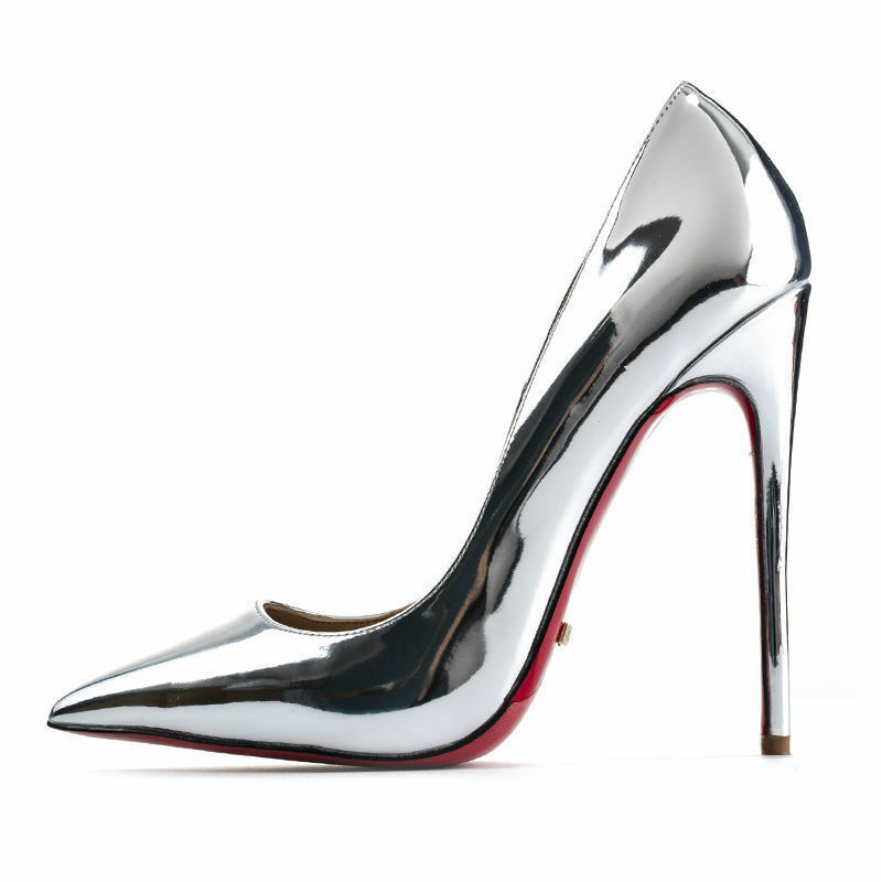 2022ใหม่หรูหราผู้หญิงมีแบรนด์สีแดงปั๊มเซ็กซี่สีแดงด้านล่างรองเท้าชี้ Toe Thin Heel ตื้นเซ็กซี่ชุดแ...