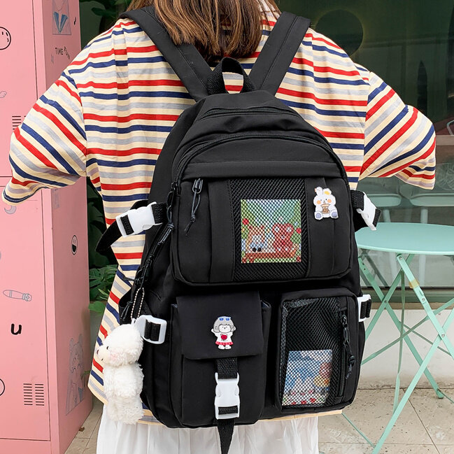Kobiece plecaki studenckie dla kobiet czarne torby szkolne śliczne dziewczyny wodoodporny plecak wysokiej jakości Oxford Bookbags plecak na co dzień