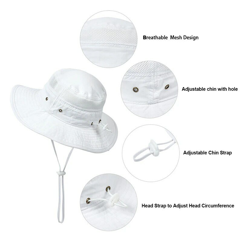 Sombrero de cubo de malla para niños y niñas, sombrero de Sol para viajes, playa, protección UV, 1-6 años