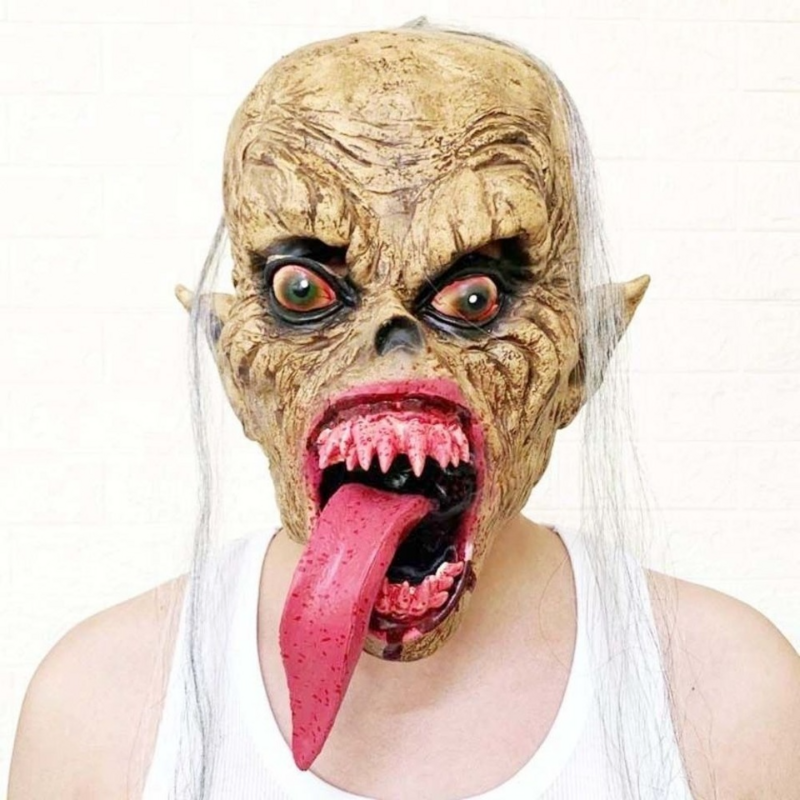 Máscaras de terror de sangue do ancestral vampiro assombrado assustador máscara de halloween traje para homem feminino. cosplay máscara de látex