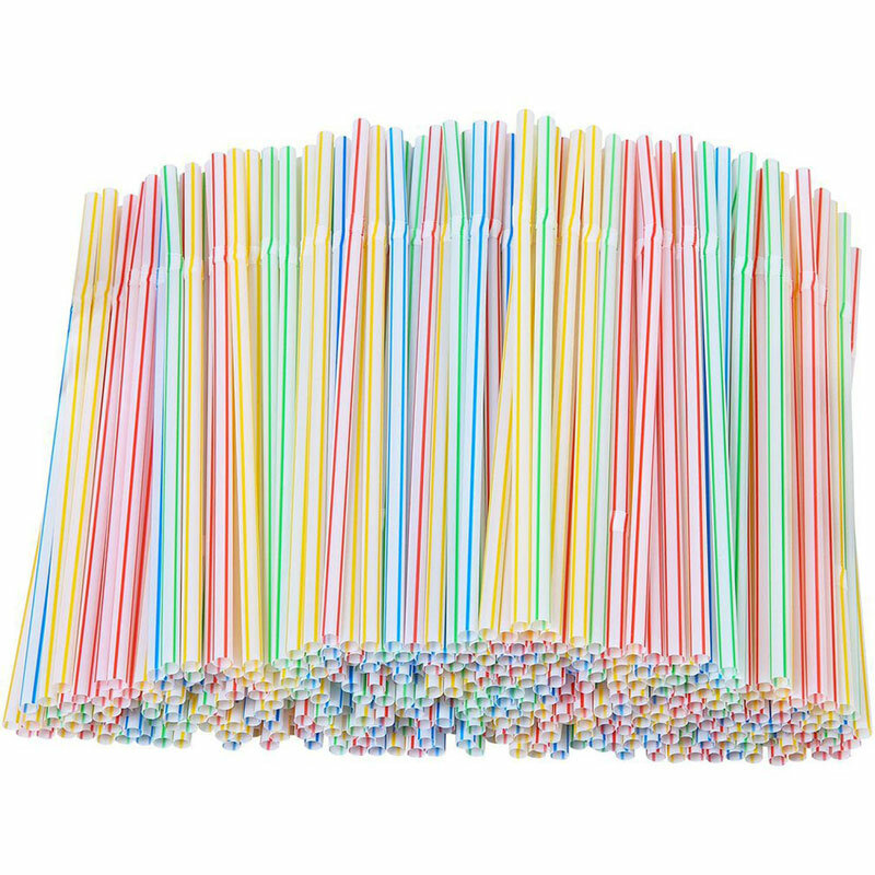 100Pcs 21cm Colorful Disposable Plastic Party Bar Drink Accessories Curved Drinking Straws Wedding Birthday reusable straw
