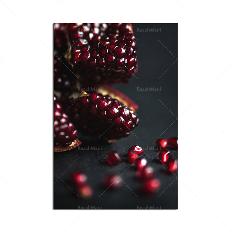 Melograno rosso maturo. Natura morta cibo fotografia, arte minimalista cucina decorazione della parete stampa su tela Poster