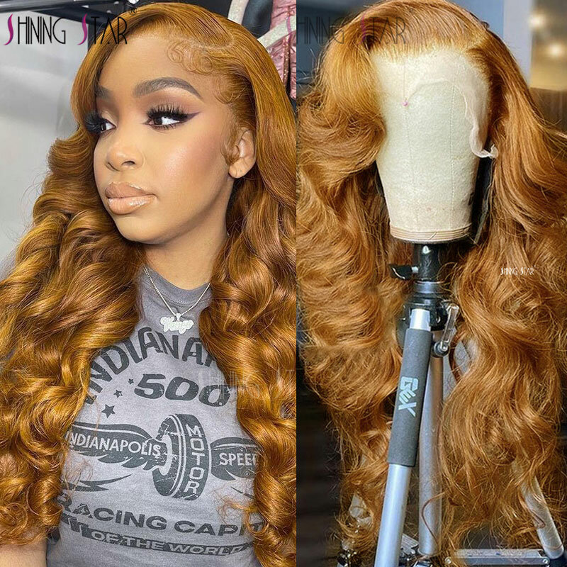 Honey Blonde Lace Front Human Hair Wigs 27 Colored Body Wave Lace Front Wigs Peruvian Curly 13X4 HD Lace Frontal Wigs Human Hair