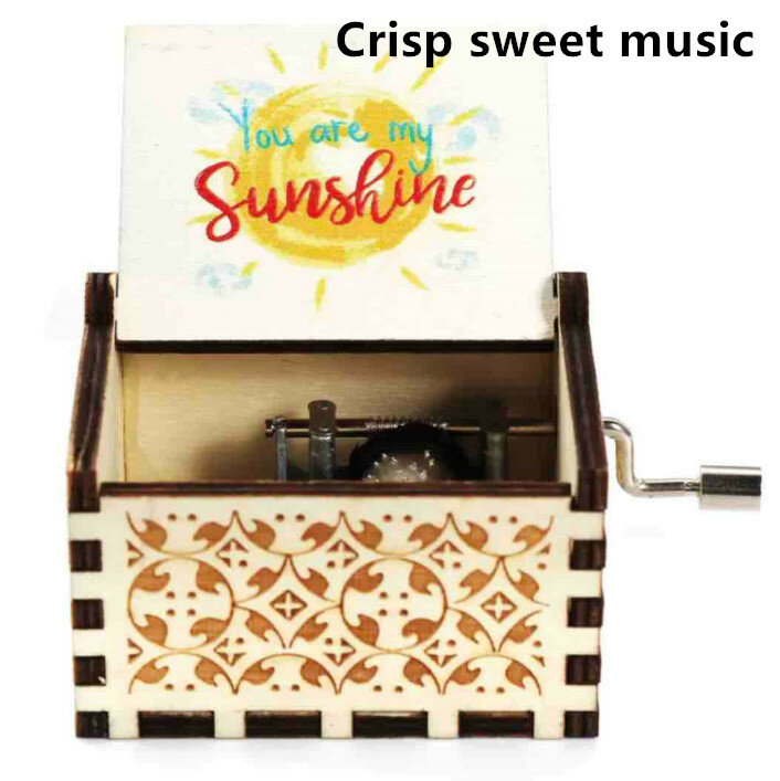Nuovo You Are My Sunshine Music Box stampa a colori scatola musicale a manovella in legno regalo di compleanno regalo di natale di san valentino
