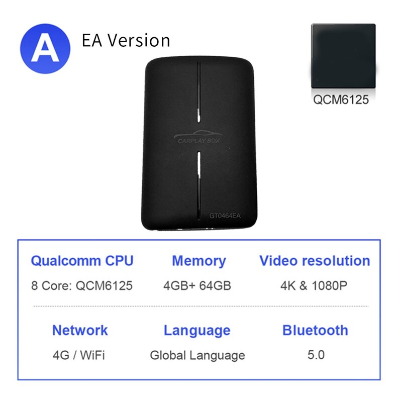 Carplay Mini Ai Wireless Android 10.0 8-Core 4 + 64G เครื่องเล่นมัลติมีเดียใช้งานร่วมกับ HDMI GPS นำทาง Netflix