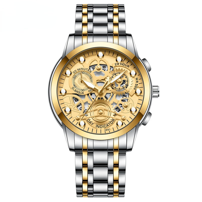 Mężczyźni automatyczny szkielet nie mechaniczny zegarek biznesowy Trend kwarcowy zegarek wodoodporny zegarek męski zegarek świetlny mężczyźni часы dropshipping