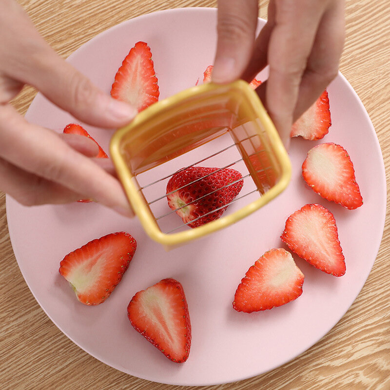 Edelstahl Obsts ch neider kreative Küche Gadget Erdbeer geschnitten Obst platte Slicer Erdbeer Bananen presse