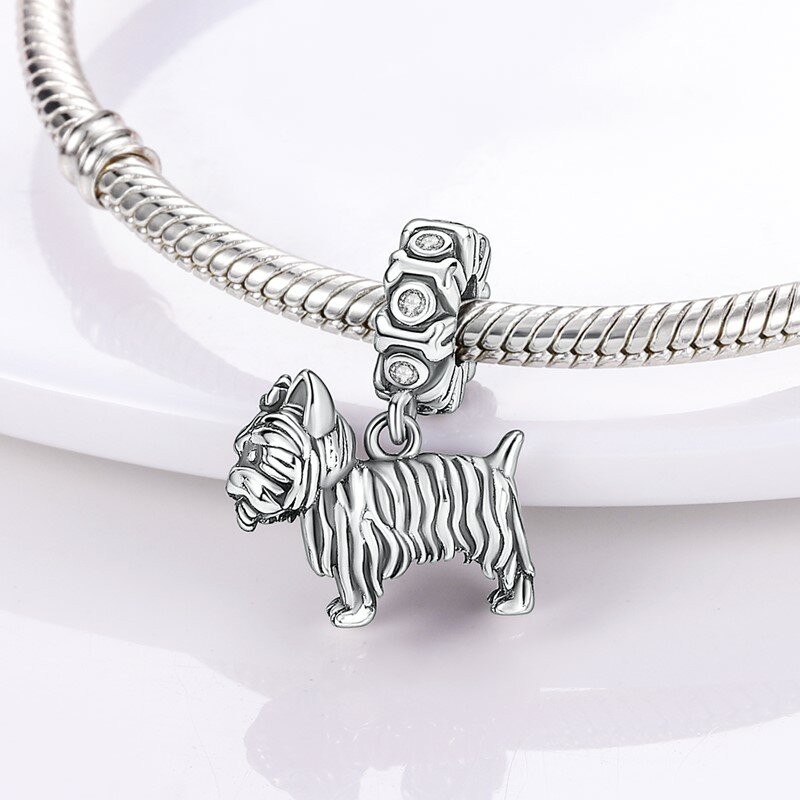 Breloque originale en argent regardé 925 pour bracelet Pandora, série animale, cheval, écureuil, éléphant, lama, renard, salle, bijoux, nouveau
