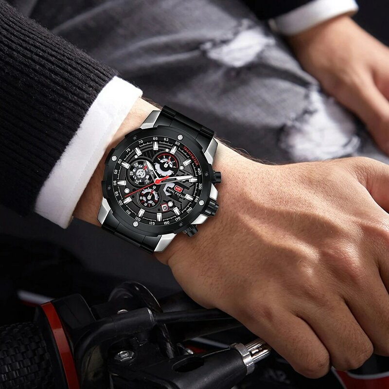 Mini foco calendário de moda relógio masculino luminoso mãos esporte quartzo relógios dos homens marca superior luxo cinta aço inoxidável relogio