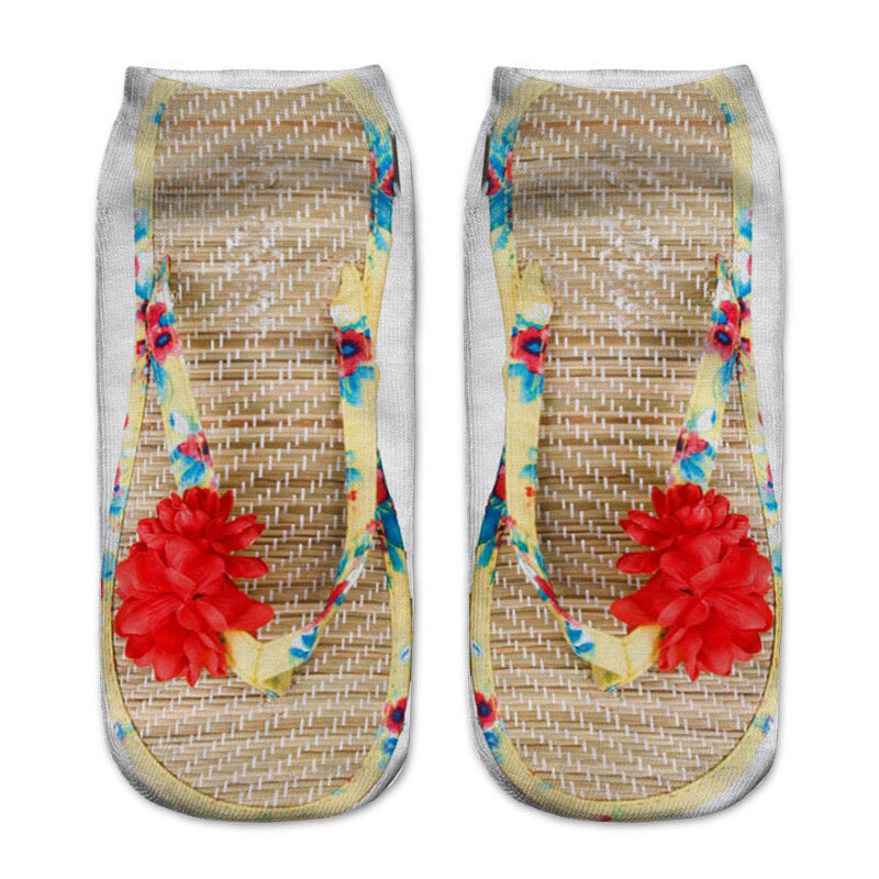 Funny Flip Flops Skull Shoes Toe Socks For Women Happy 3D Kawaii Unisex Harajuku Cute Casual Summer Ankle Floor Socks Party 20cm