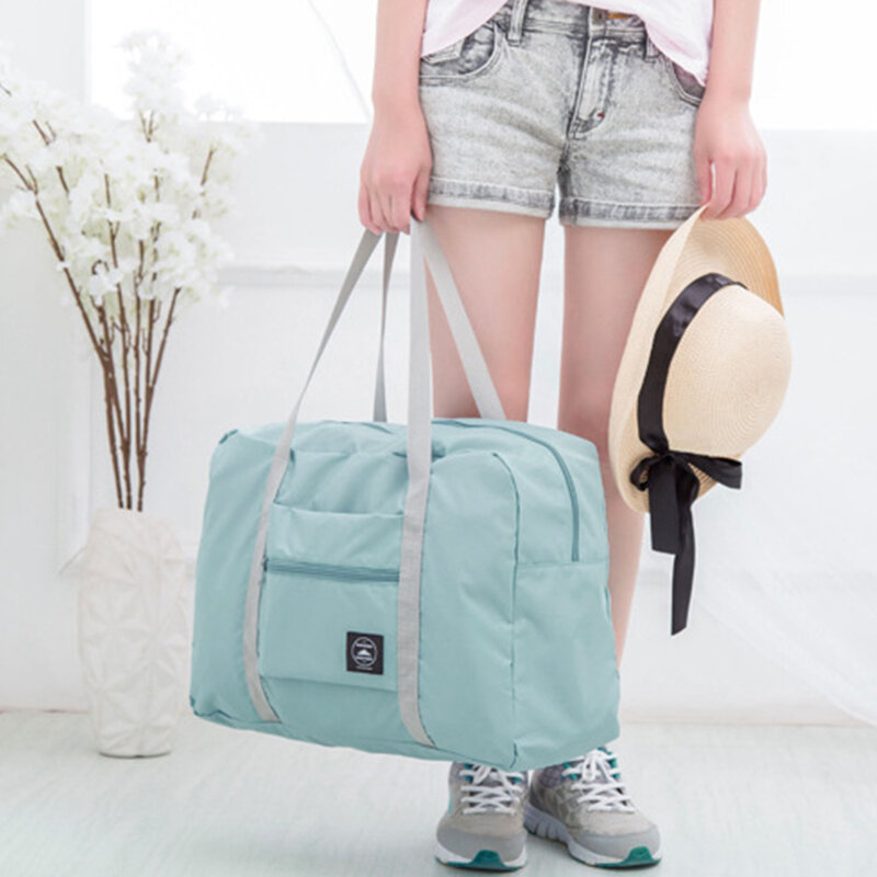 Sacos de viagem unisex cor sólida casual dobrável duffle sacos totes grande capacidade sacos de bagagem para bolsas de ombro