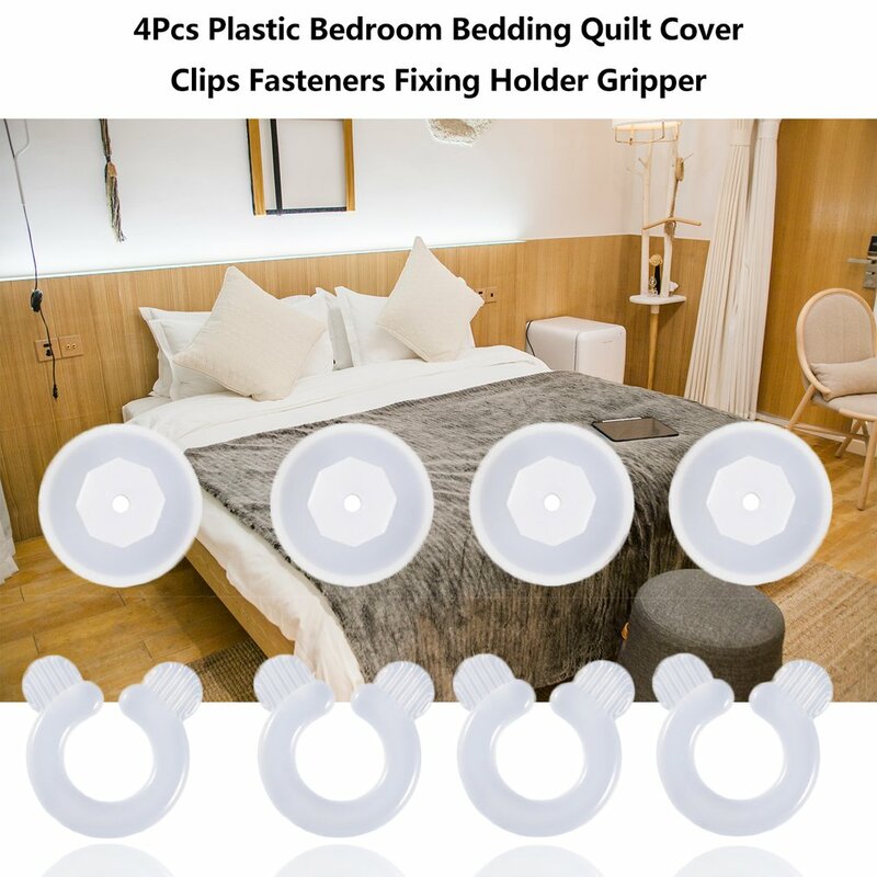 4Pcs Easy to Operate Fasten Bed Duvet Quilt Cover Clip King Sheet Fasteners Bedroom Bedding Quilts Fixing Holder Gripper Plastic