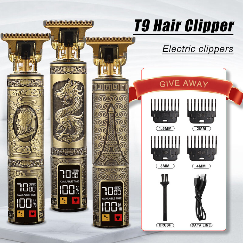Vintage t9 masculino barbeador elétrico para homens máquina de corte de cabelo máquina de cortar cabelo profissional aparador barba homem dropshipping