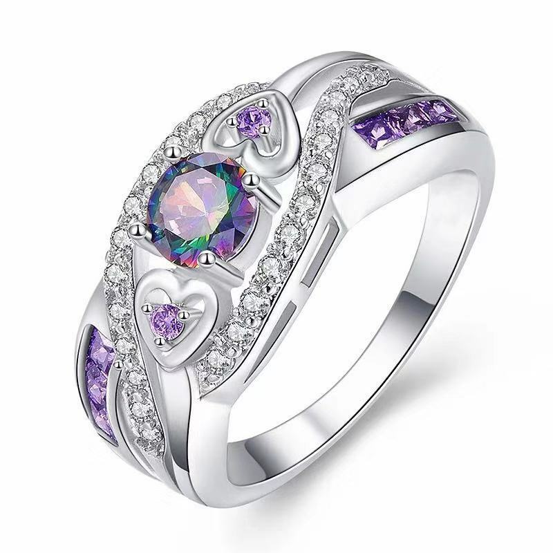 Nowy przyjeżdża Multicolor & blue CZ kolor pierścień dla kobiet prezent biżuteria rozmiar 6 7 8 9 10 11 12 13