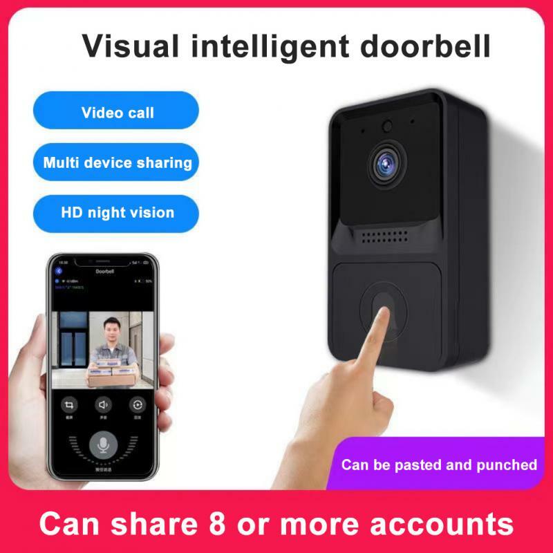 Led Light Smart Deurbel App Bediening Multifunctionele Draadloze Smart Doorbell Visuele Tweeweg Intercom Video Doorbel Draadloos