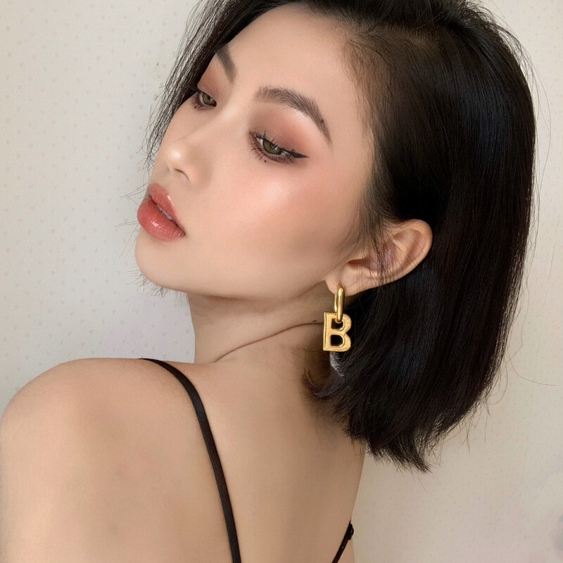 B Letter Earrings Female Simple Glossy New Design Earrings Detachable Jewelry 2022 Fashion Stainless Steel Accessories For Women