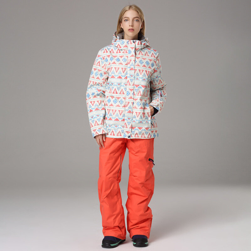 SEARIPE Ski Suit Set Women Thermal Clothing Windbreaker Waterproof Winter Warm Jacket Snowboard Coats Trousers Outdoor Equipment