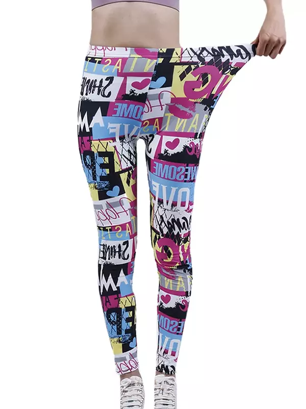 ผู้หญิงการ์ตูน Leggings การ์ตูนพิมพ์กางเกงขายาวยืดหญิง Legging Punk Rock Leggin Disco กางเกงชุดราตรี Clubwear 9รูปแบบ