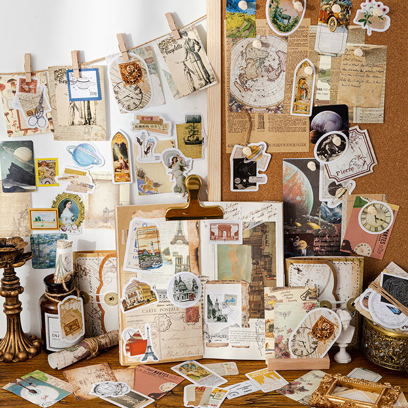 Yoofun 150 pz/pacco Scrapbooking materiale pacchetto per Journaling Collage diario Vintage adesivi Set artigianato regalo che fa cancelleria