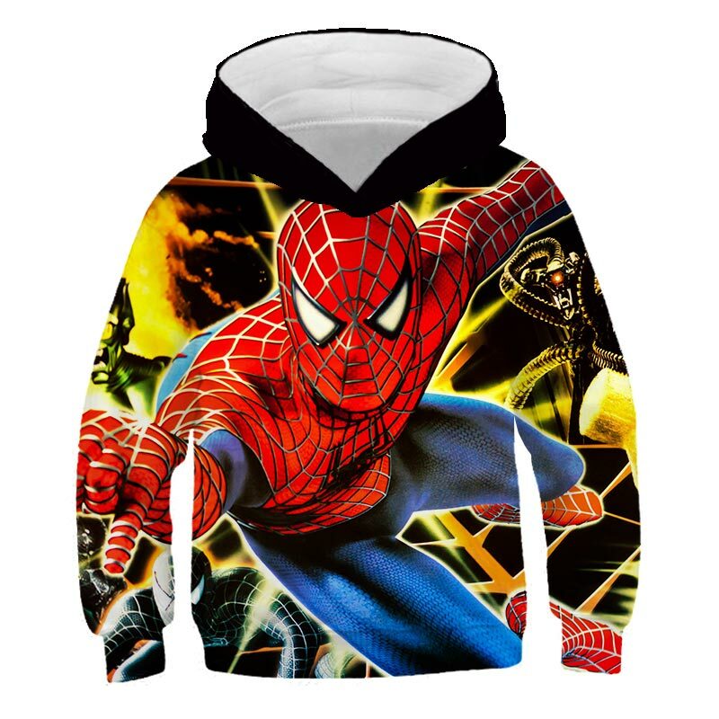 Marvel Spiderman เสื้อผ้าเด็กผู้ชาย1-14ปี2023เด็ก Charming การ์ตูน Avengers Top เด็กวัยหัดเดิน Hoodie 2022