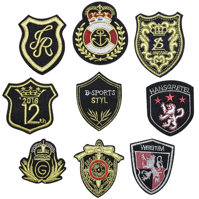 9Pcs Air force logo Gold Red Military Rank DIY Embroidery Patches for on Clothes Hat Tactical Morale Army medal Ironing patch