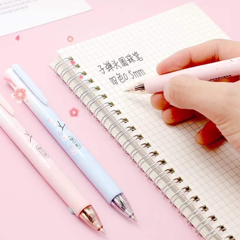 Ballpoint Pen With Clip Four-Color Multi-Function BallPoint Pen Kawaii Ball Point Pen Student School Office Supplies Stationery