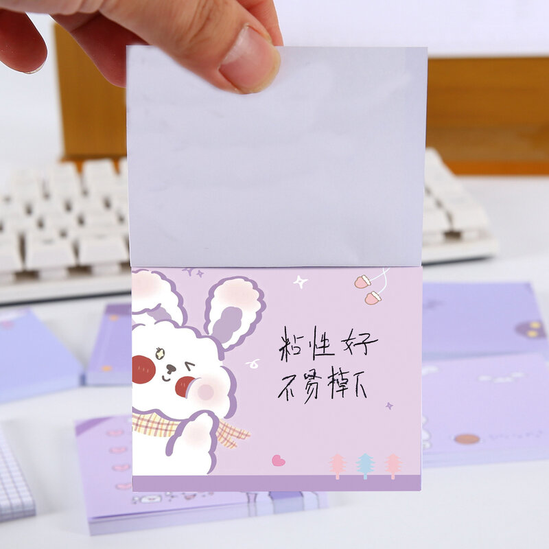 50 tempo koreański śliczne dziewczęce kreskówki fioletowy niedźwiedź kreatywność uczeń księga gości kartki samoprzylepne Kawaii Decor notatniki materiały biurowe
