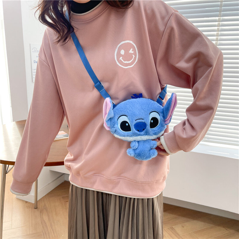 Anime Stuffed Disney Lilo & Stitch Plush Toys Kawaii Plush Messenger Bag Girl Handbag Kawaii Children Cartoon Plushie Soft Bag