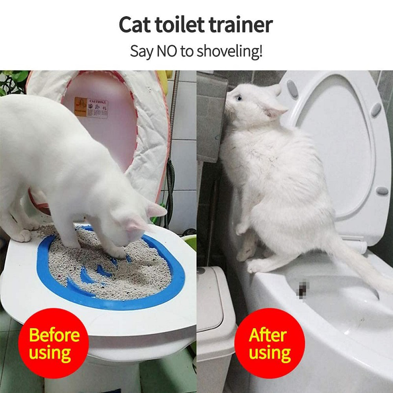 Kit de entrenamiento de inodoro para gatos, caja de arena para cachorros, esterilla de inodoro para gatos, entrenador de limpieza para mascotas, para enseñar a los gatos a usar el inodoro
