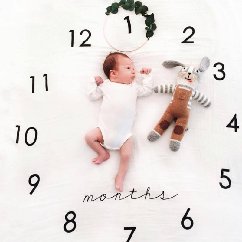 Newborn Baby Monthly Growth Milestone Blanket Photography Props Background Cloth Commemorate Rug Mat Baby Accessories