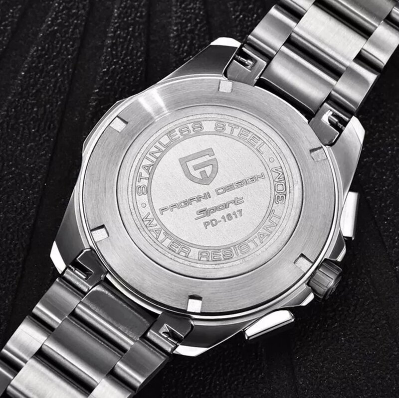 PAGANI Men's Military Sport Chronograph Quartz Wrist Watch 100M Waterproof Stainless Steel Top Brand Luxury geneva watch